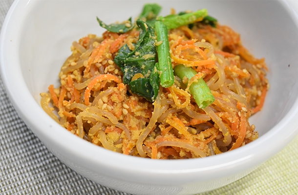 人参と糸こんのそぼろ煮　レシピ