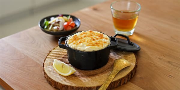 タコとスナップエンドウのお豆腐ドリア