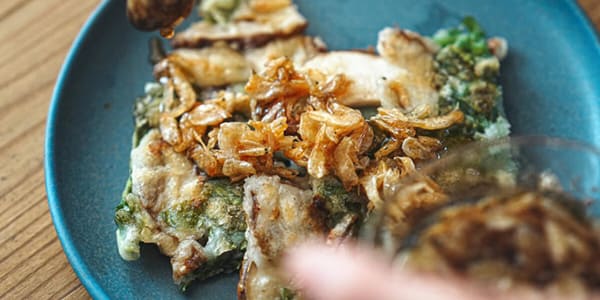 椎茸とルッコラのチヂミ