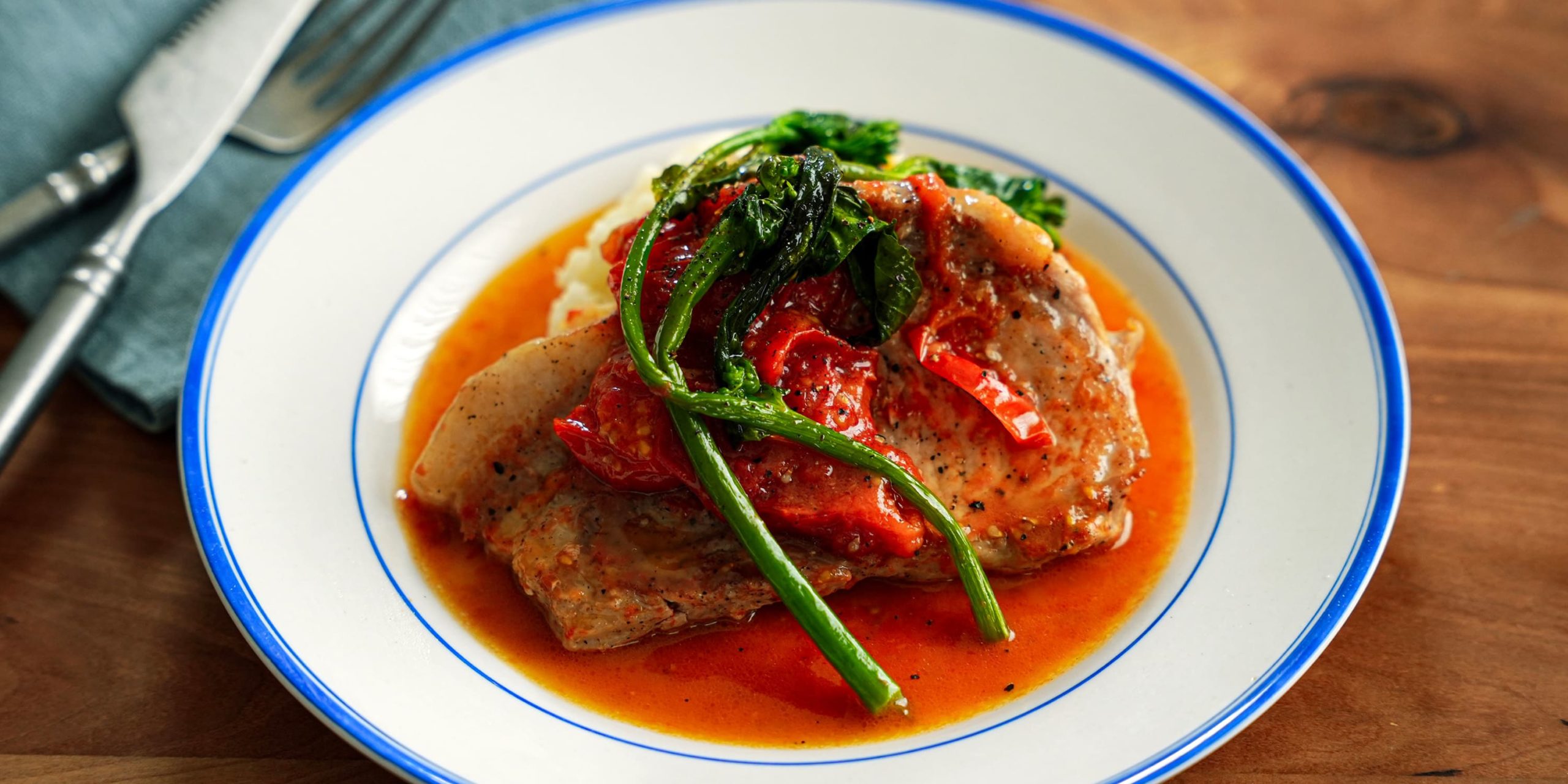 春のポークソテーとマッシュポテト