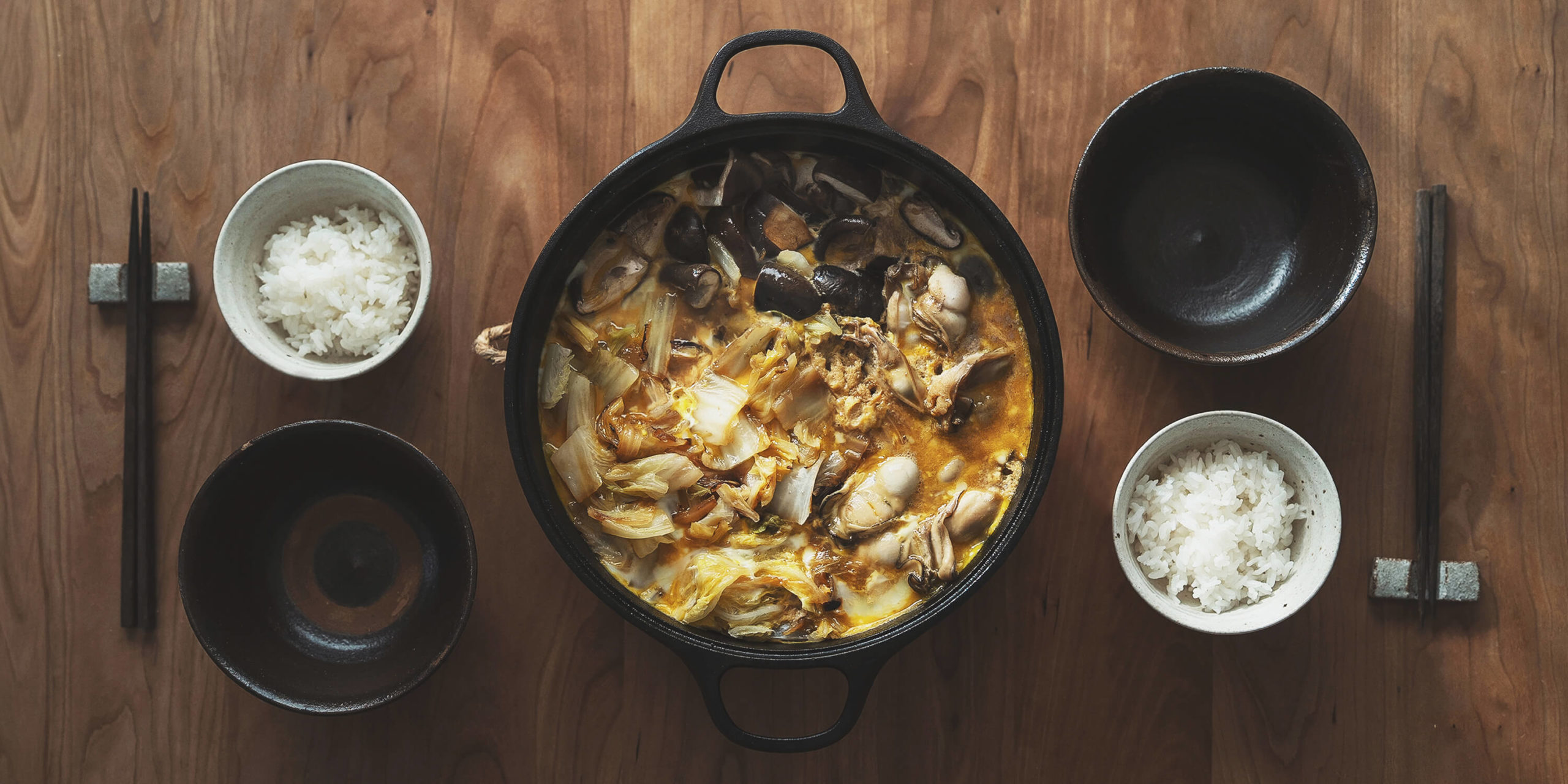白菜と牡蠣の卵とじすき焼き　レシピ