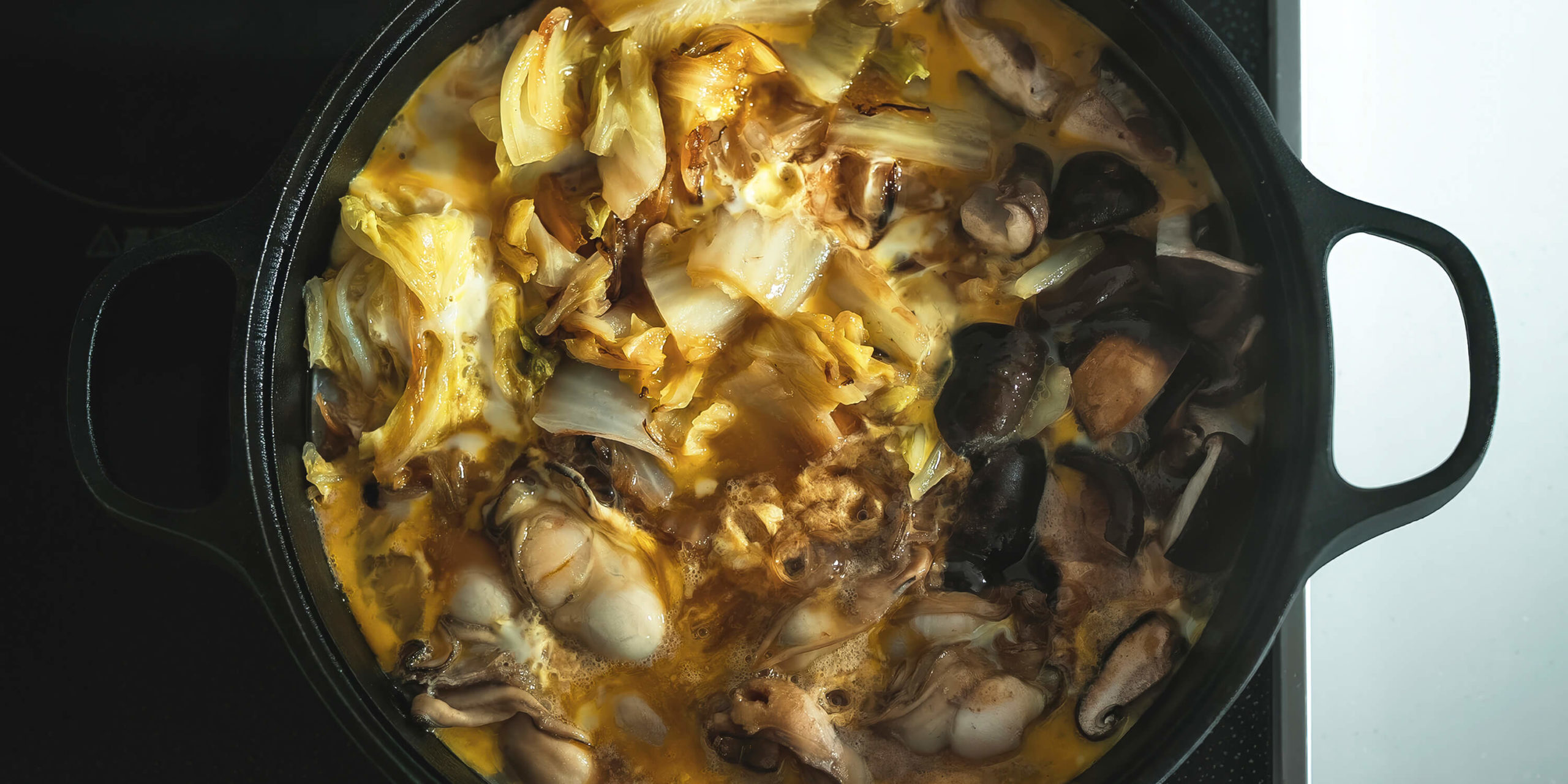 白菜と牡蠣の卵とじすき焼き　レシピ