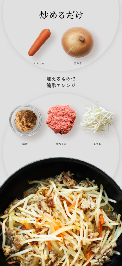 一人暮らし簡単レシピ　フライパン　野菜炒め